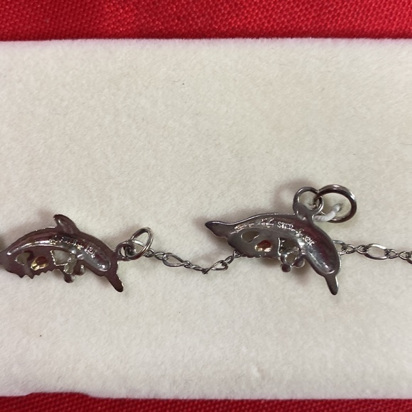 Dolphin Sterling Silver with Gold Leaf Ankle Bracelet. Item#701 - Picture 5 of 5